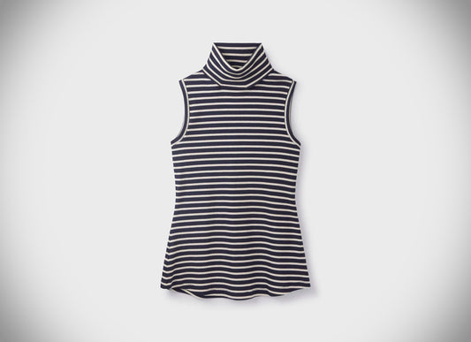 Lavender Hill Sleeveless Striped Cotton Roll Neck